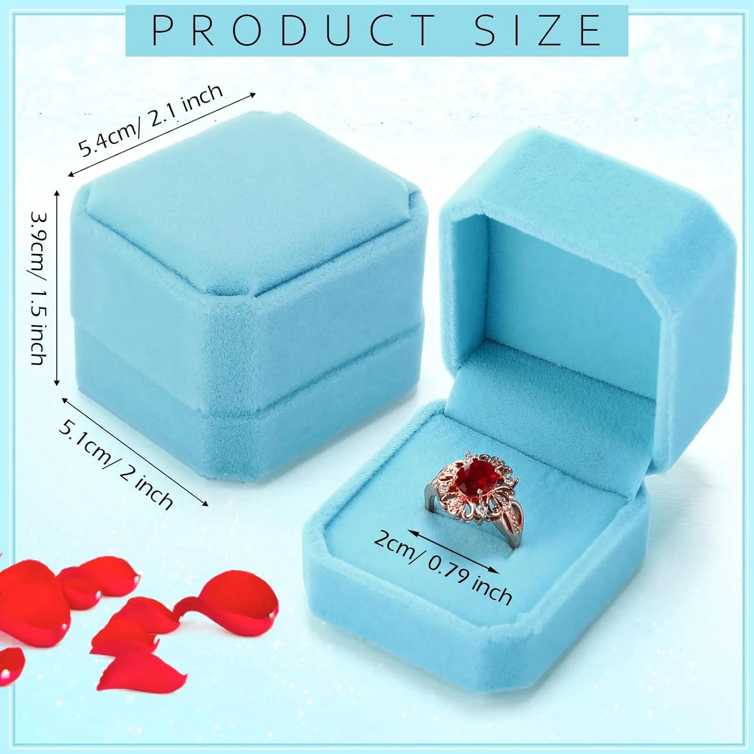 Laumoi 36 Pcs Velvet Ring Box for Wedding Ceremony Engagement Jewelry Boxes Packaging Display Ring Case Earring Storage Holder for Proposal Anniversary Birthday Gift(Light Blue)