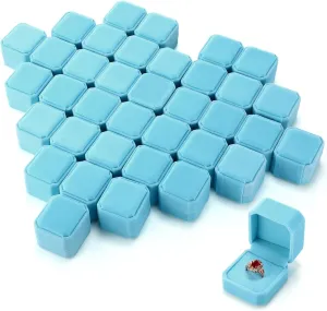 Laumoi 36 Pcs Velvet Ring Box for Wedding Ceremony Engagement Jewelry Boxes Packaging Display Ring Case Earring Storage Holder for Proposal Anniversary Birthday Gift(Light Blue)