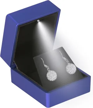 LED Stud Earring Jewelry Gift Box for Proposal, Wedding, EngagementBirthday Luxury Jewelry Gift Box with LED Light, Jewellry Display Box (Blue)