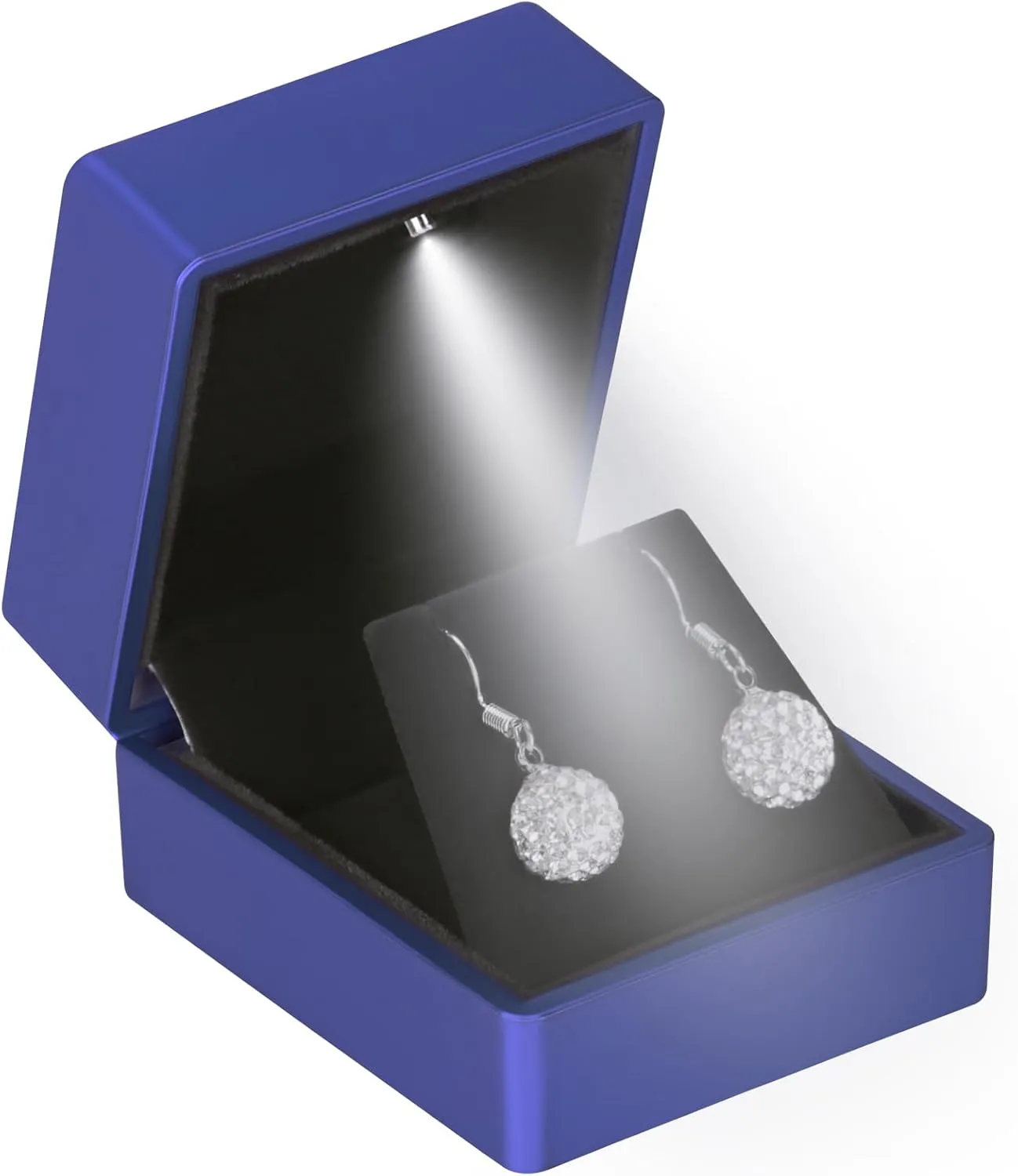 LED Stud Earring Jewelry Gift Box for Proposal, Wedding, EngagementBirthday Luxury Jewelry Gift Box with LED Light, Jewellry Display Box (Blue)