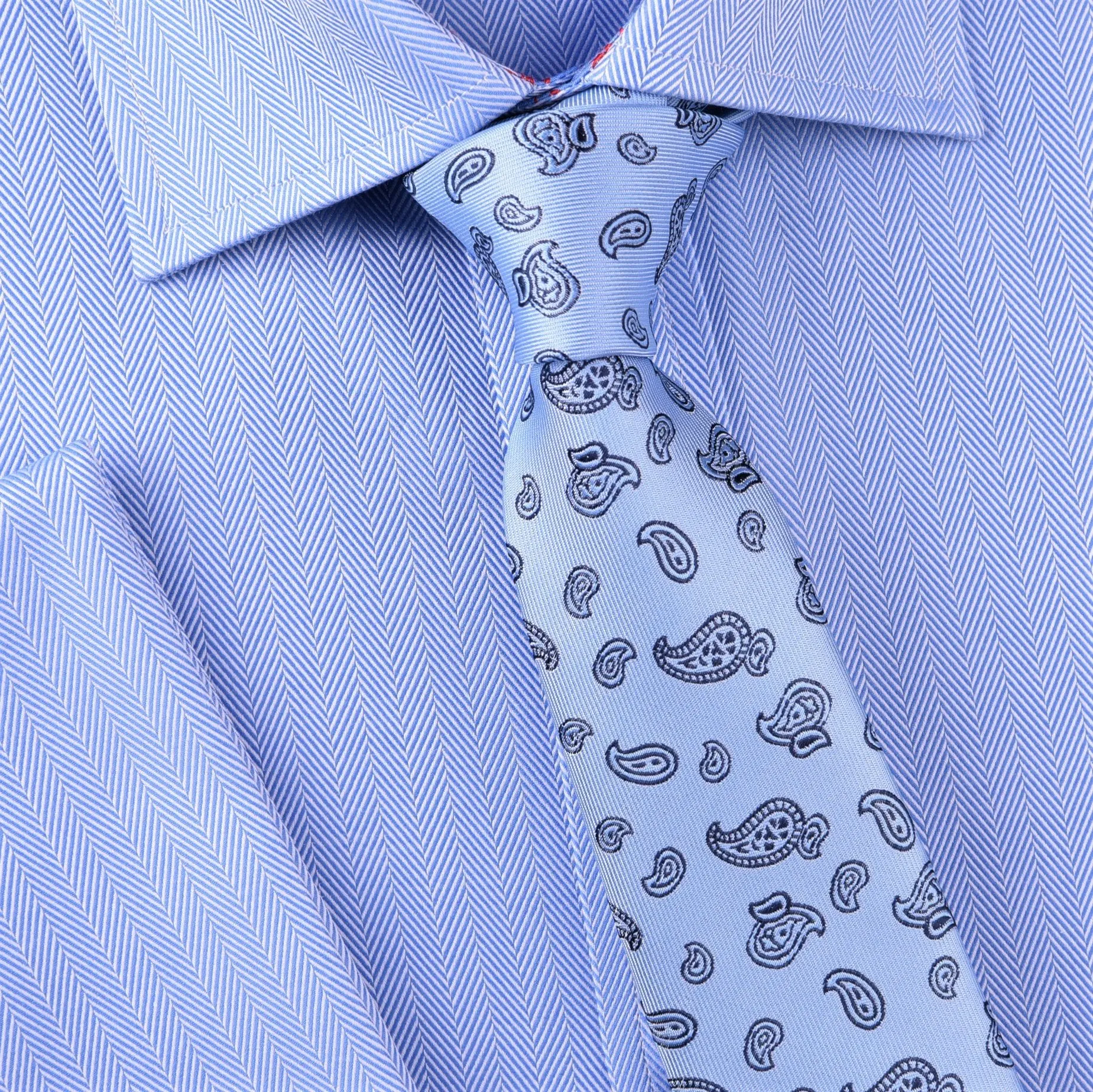 Light Blue Genie Lamp Paisley Floral Luxury Fashion Woven Tie 3"