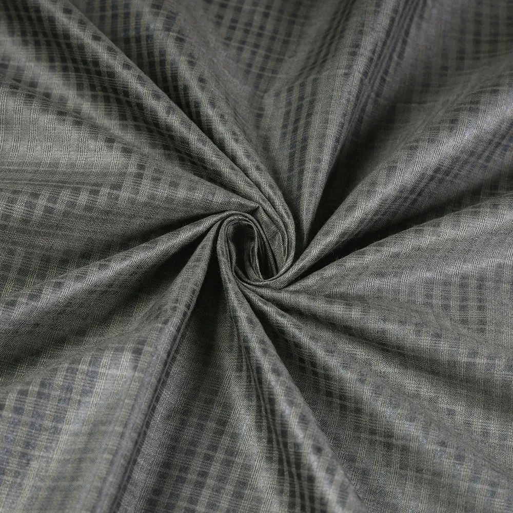 Light Grey Vidarbha Tussar Silk Checks Handloom Fabric