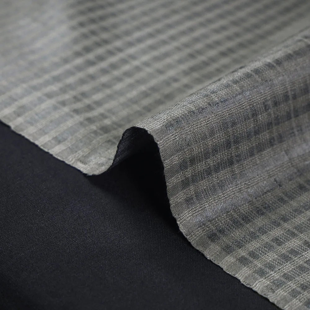 Light Grey Vidarbha Tussar Silk Checks Handloom Fabric