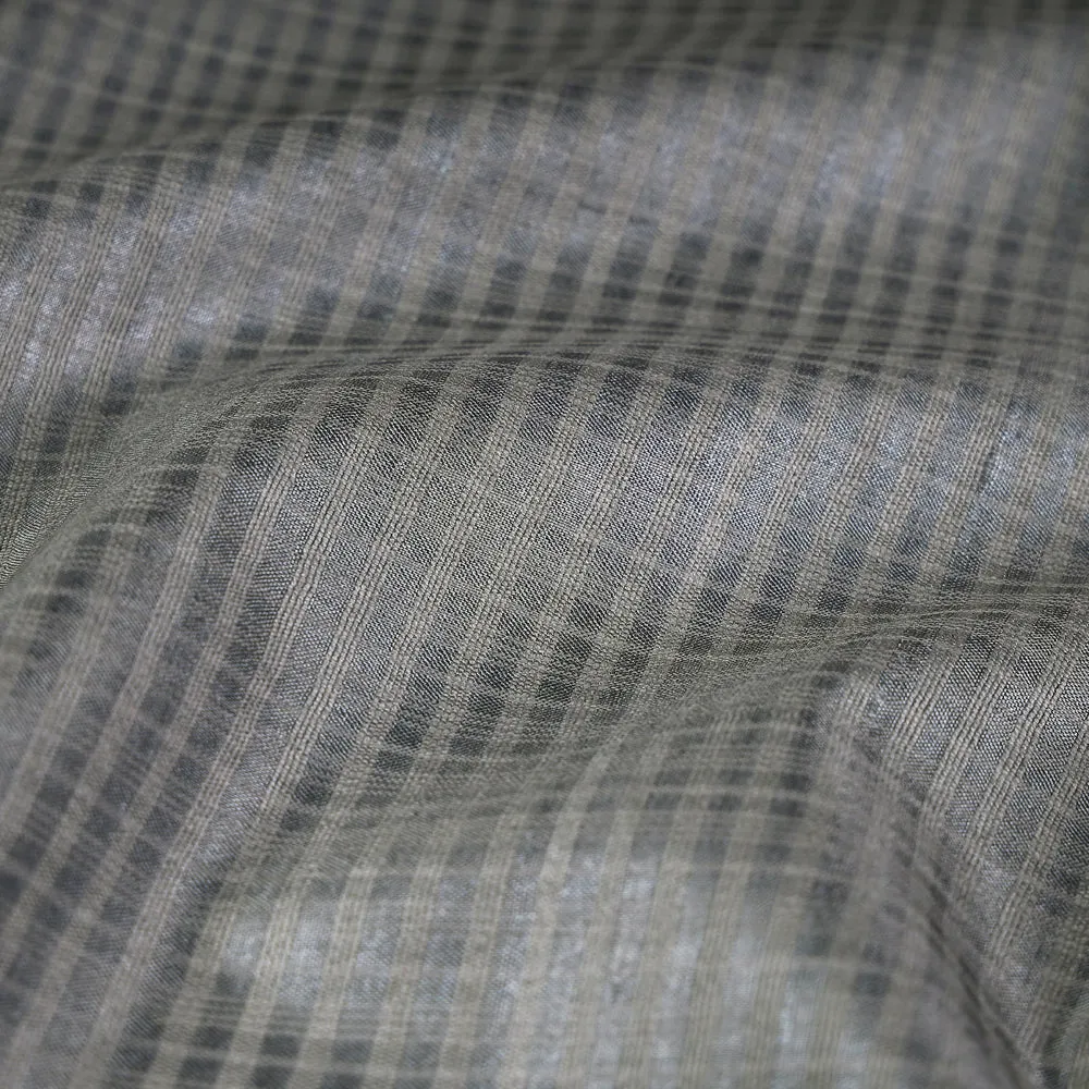 Light Grey Vidarbha Tussar Silk Checks Handloom Fabric