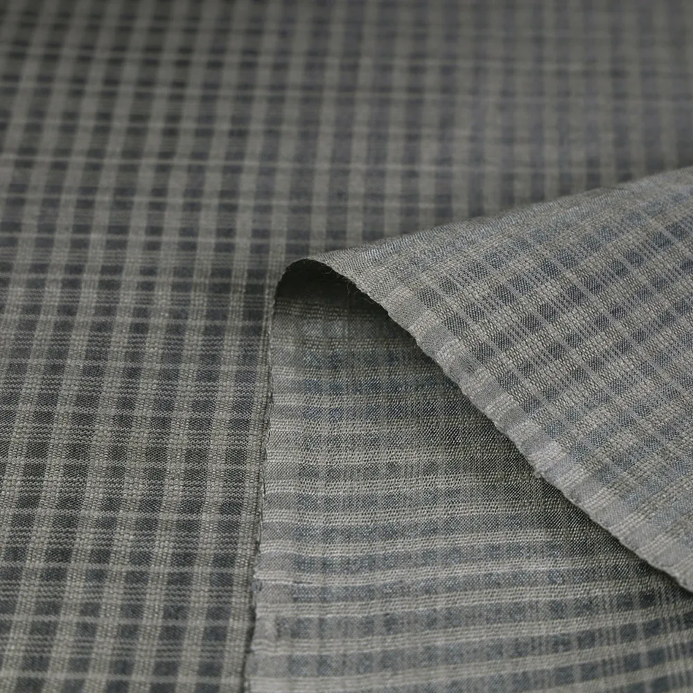 Light Grey Vidarbha Tussar Silk Checks Handloom Fabric