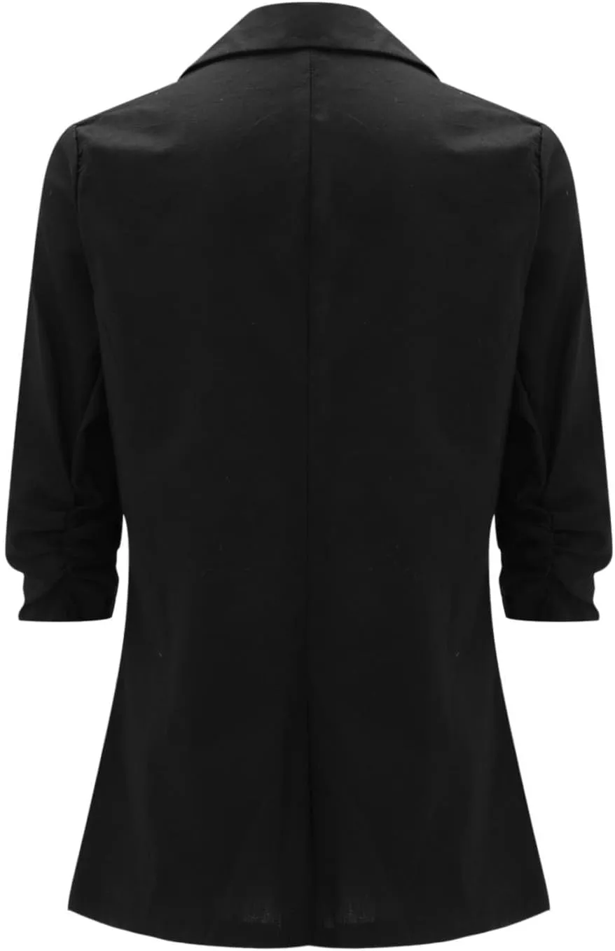 Linen Blazer Women Summer Lightweight 3/4 Sleeve Jacket Dressy Open Front Cardigan Business Casual Work Outfits