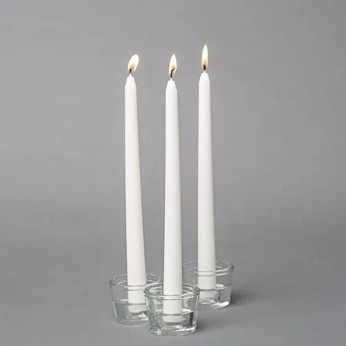 LUCES Paraffin Wax White Tall Taper Stick Candles Pillar Smokeless Dripless Scented for Party Home Dinner Table Decor Set of 24 Burn Time 8 Hour