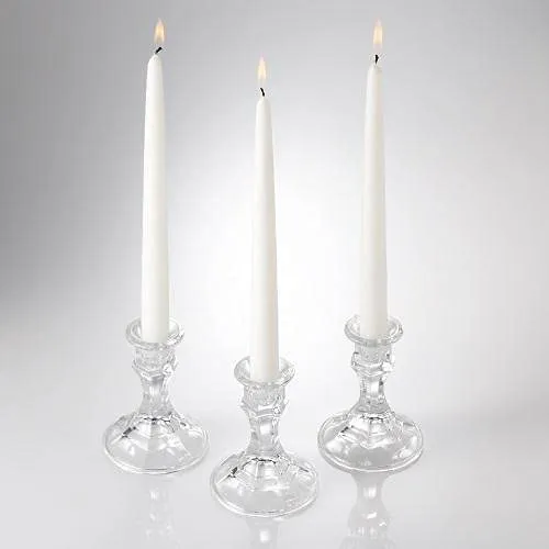 LUCES Paraffin Wax White Tall Taper Stick Candles Pillar Smokeless Dripless Scented for Party Home Dinner Table Decor Set of 24 Burn Time 8 Hour