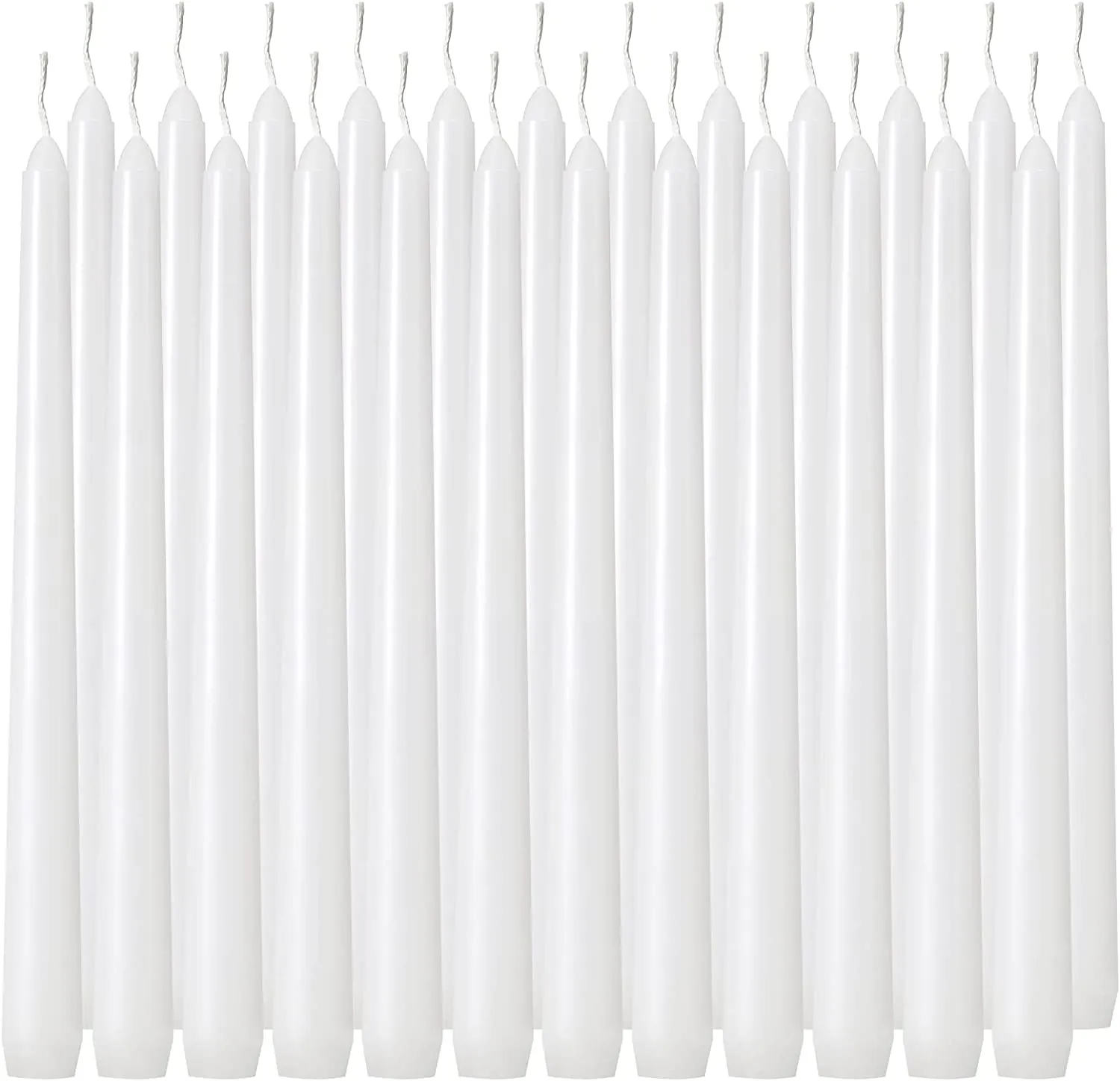 LUCES Paraffin Wax White Tall Taper Stick Candles Pillar Smokeless Dripless Scented for Party Home Dinner Table Decor Set of 24 Burn Time 8 Hour