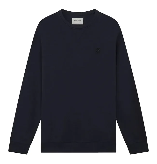 Lyle and Scott Mens Tonal Eagle Crew Neck Sweatshirt Dark Navy