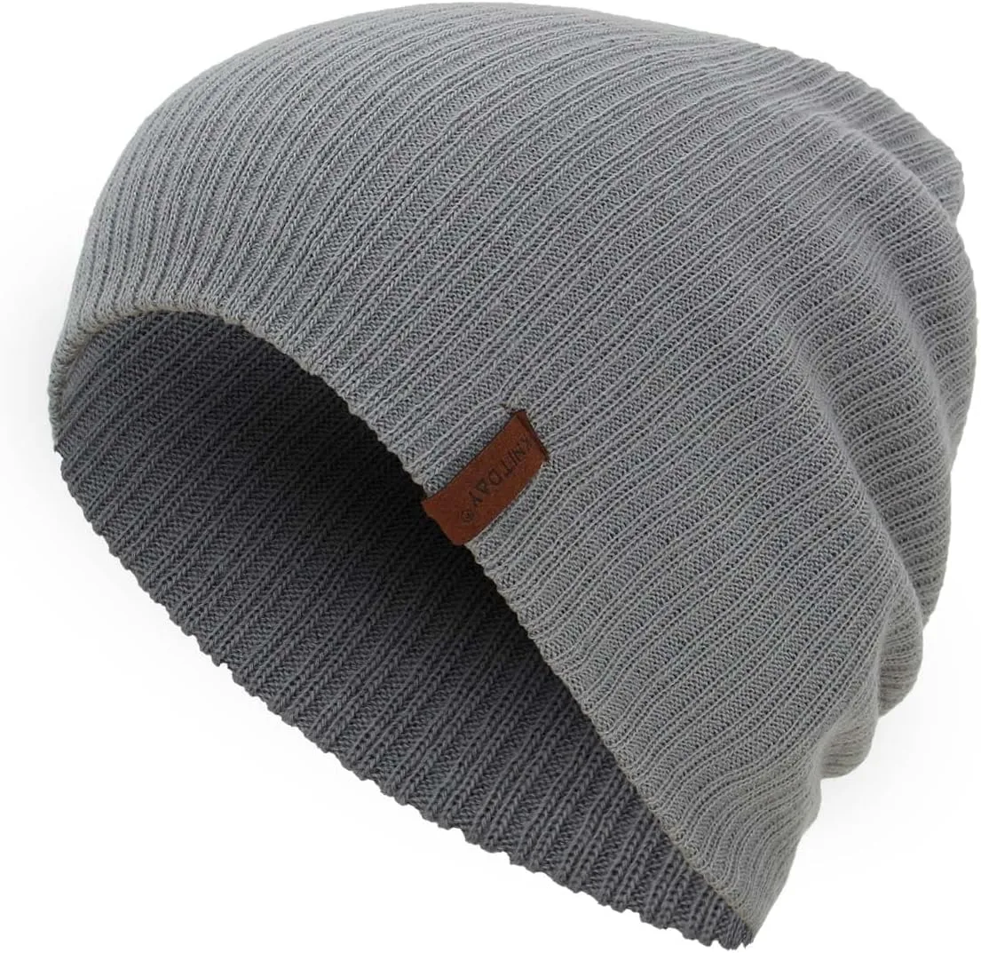 Men's Thin Slouchy Beanie Hats Slouch Baggy Soft Winter Hat Light Weight Knitted Unisex