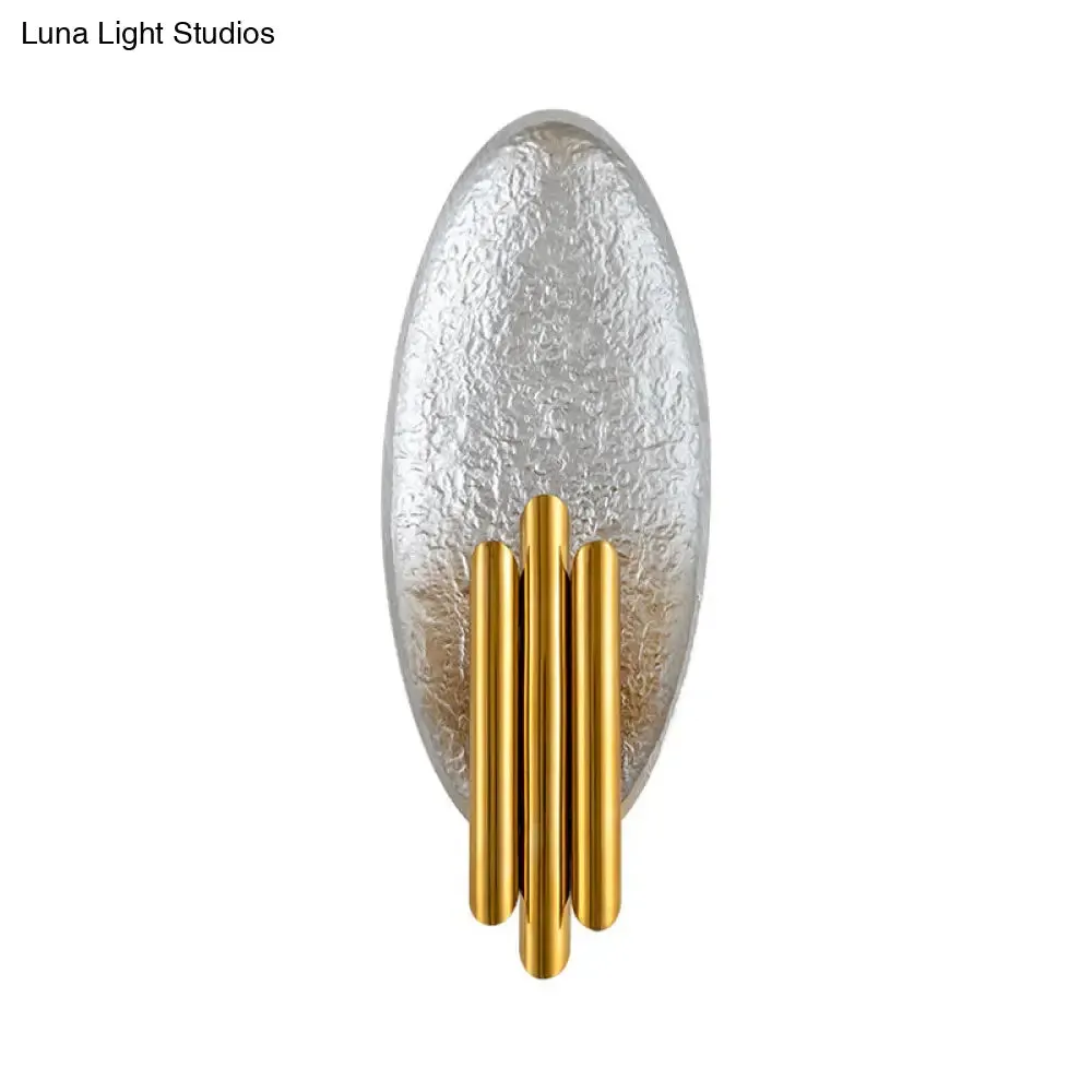 Minimalist Metallic 2-Light Flush Wall Sconce - Silver/Gold Convex Oval Sconce Light Fixture
