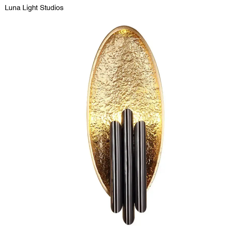 Minimalist Metallic 2-Light Flush Wall Sconce - Silver/Gold Convex Oval Sconce Light Fixture
