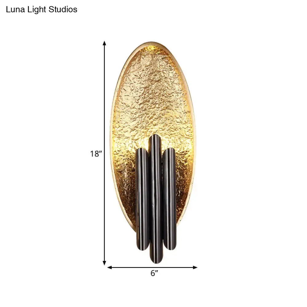 Minimalist Metallic 2-Light Flush Wall Sconce - Silver/Gold Convex Oval Sconce Light Fixture