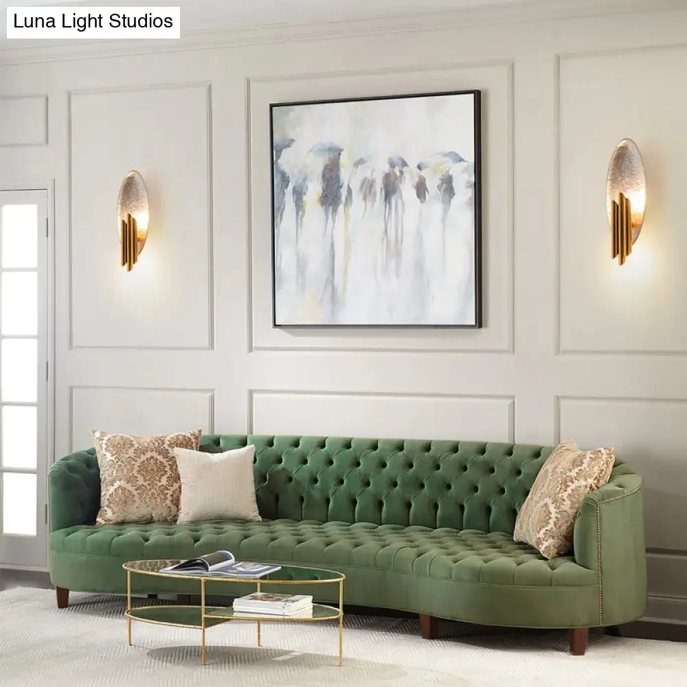 Minimalist Metallic 2-Light Flush Wall Sconce - Silver/Gold Convex Oval Sconce Light Fixture