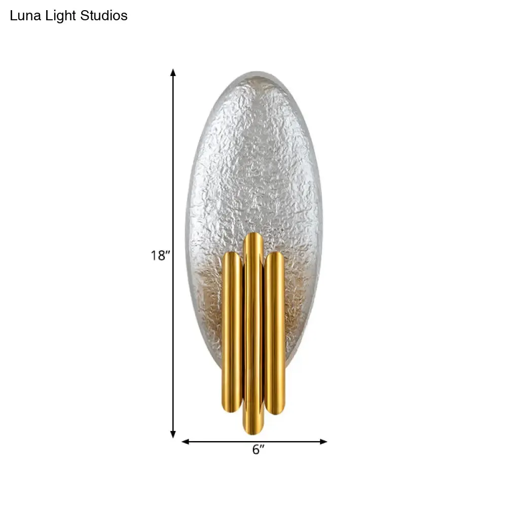 Minimalist Metallic 2-Light Flush Wall Sconce - Silver/Gold Convex Oval Sconce Light Fixture