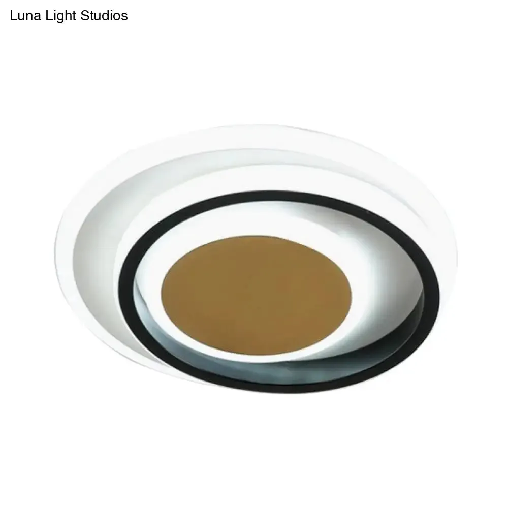 Modern LED Flushmount Lighting in White and Black Acrylic - Square/Round Design