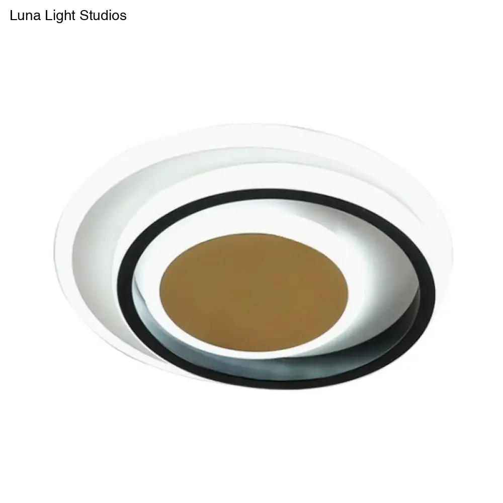 Modern LED Flushmount Lighting in White and Black Acrylic - Square/Round Design