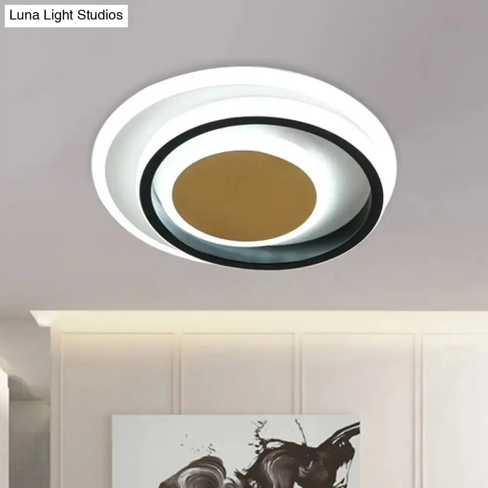 Modern LED Flushmount Lighting in White and Black Acrylic - Square/Round Design