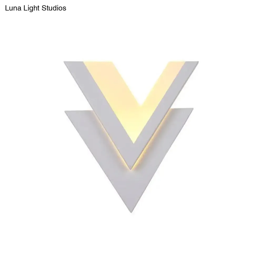 Modern V-Shaped LED Wall Sconce in White