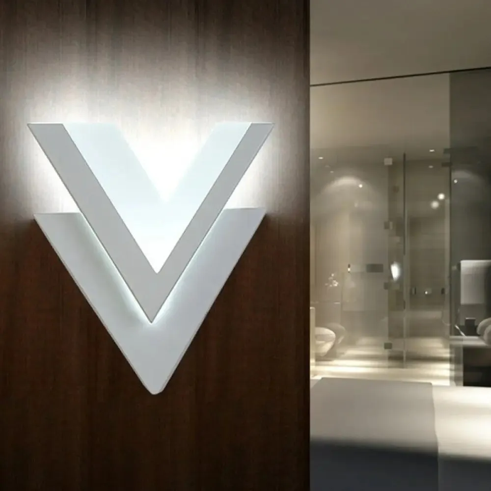 Modern V-Shaped LED Wall Sconce in White