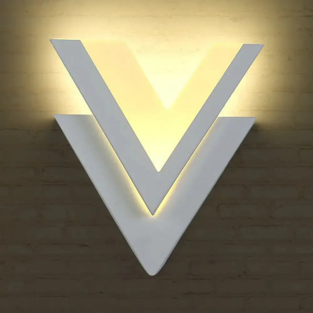 Modern V-Shaped LED Wall Sconce in White