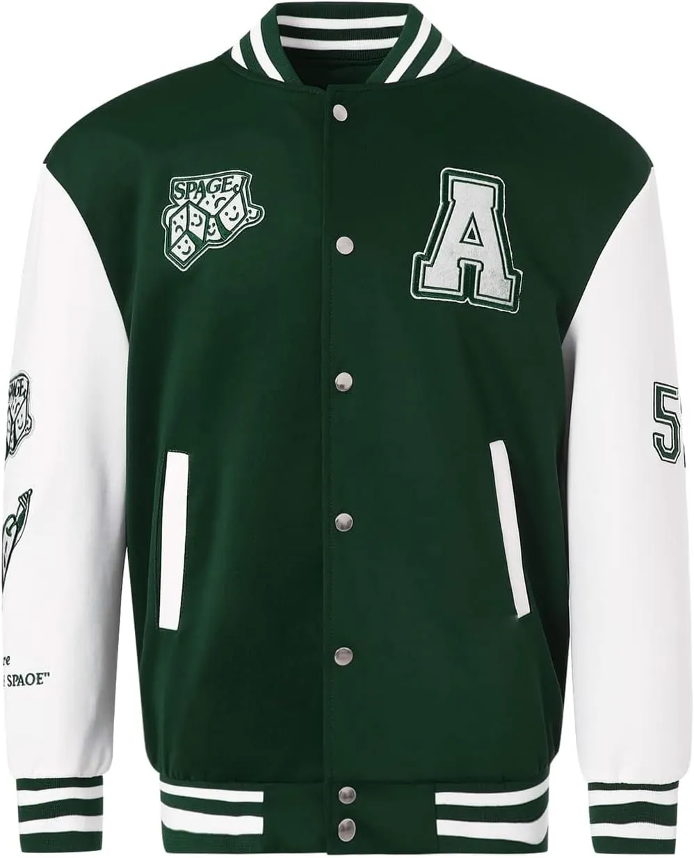 Mxiqqpltky Men's Vintage Varsity Jacket Casual Letter Print Patchwork Baseball Jacket Streetwear Letterman Jacket Bomber Coat