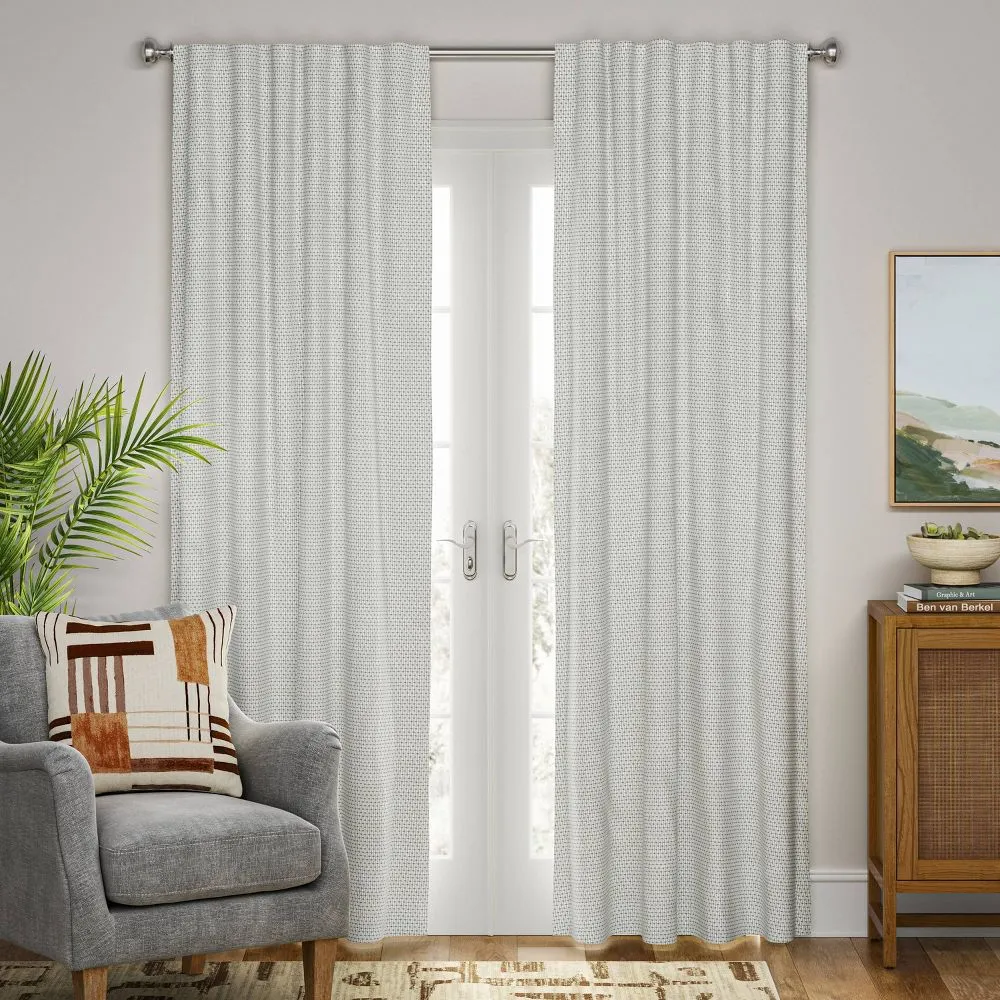 New - 1pc 50"x84" Room Darkening Small Check Window Curtain Panel Gray - Threshold