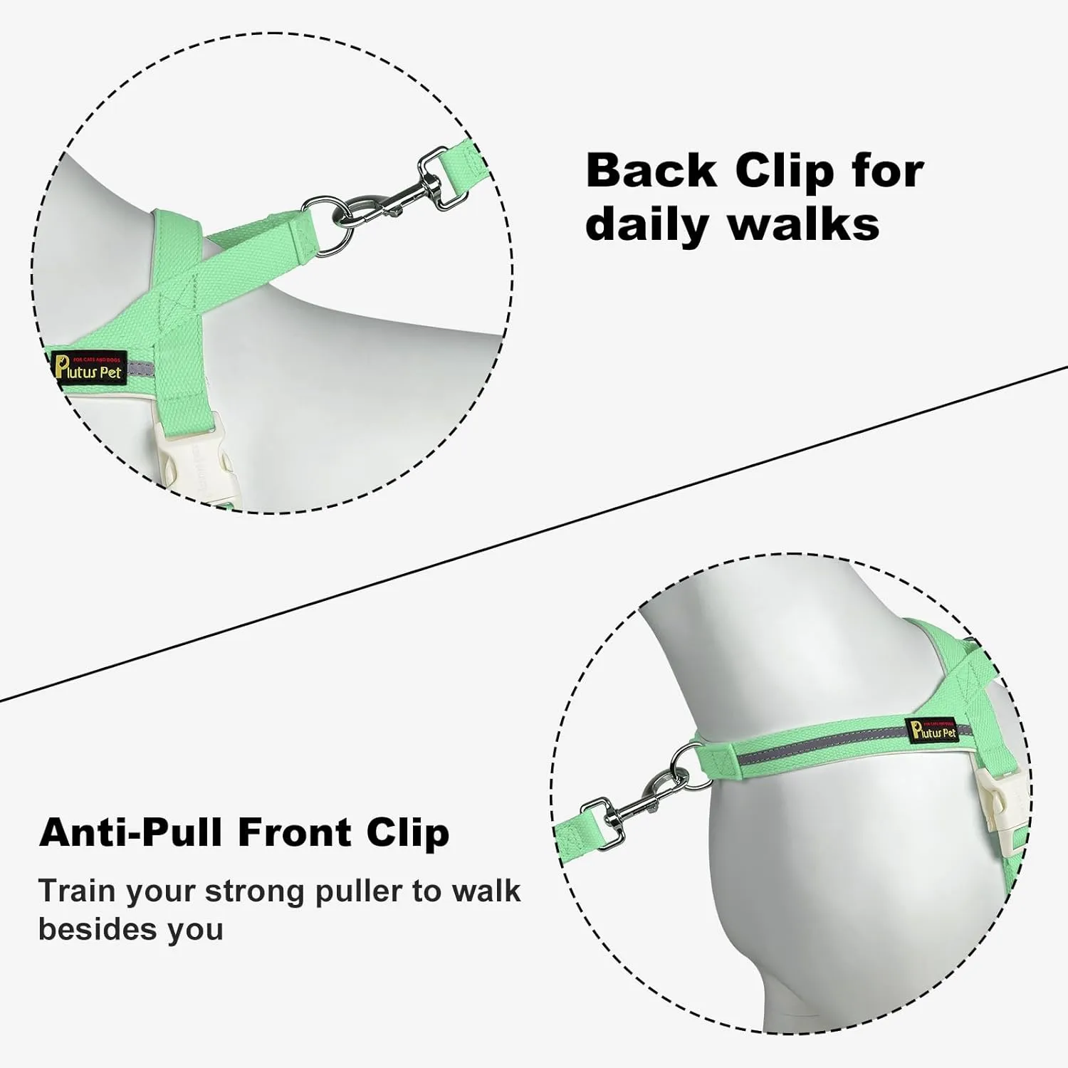 Plutus Pet Cotton Dog Harness and Leash Set, Reflective and Soft Padded, Quick Fit Vest Harness, for Small, Medium and Large Dogs, Light Green, S
