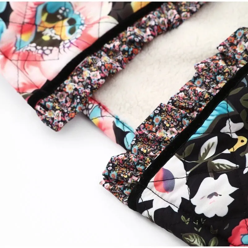 Pre Order:  Floral Ruffled Edges Thick Jacket