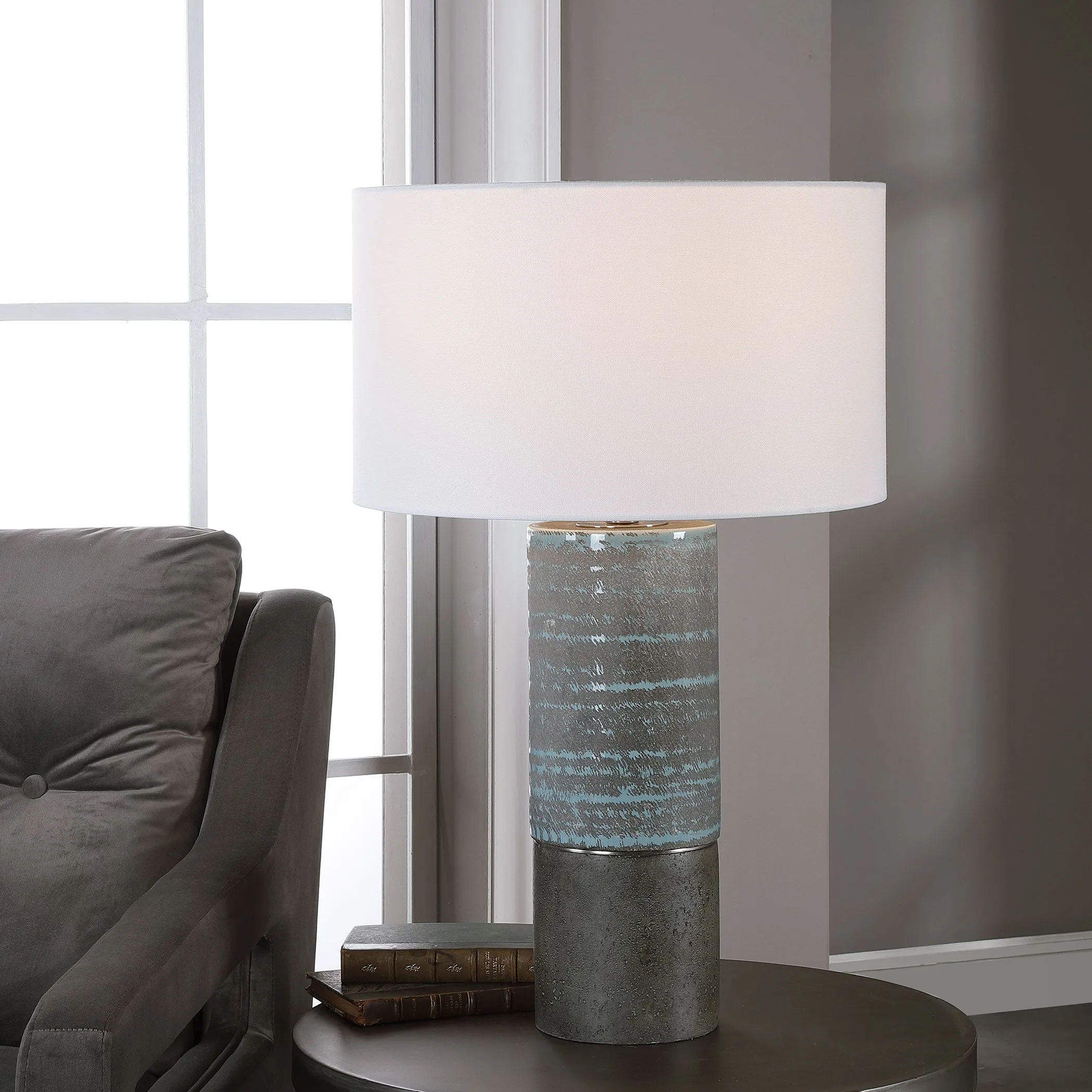 Prova Gray Textured Table Lamp