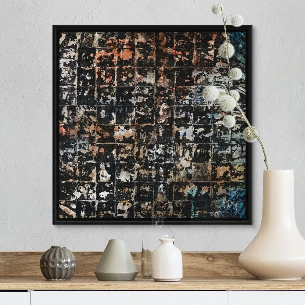 "Block Party II" Black Float Frame Canvas Art