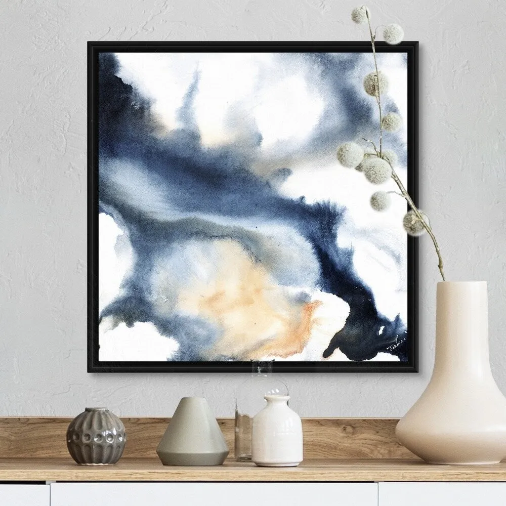 "Blue Rush II" Black Float Frame Canvas Art