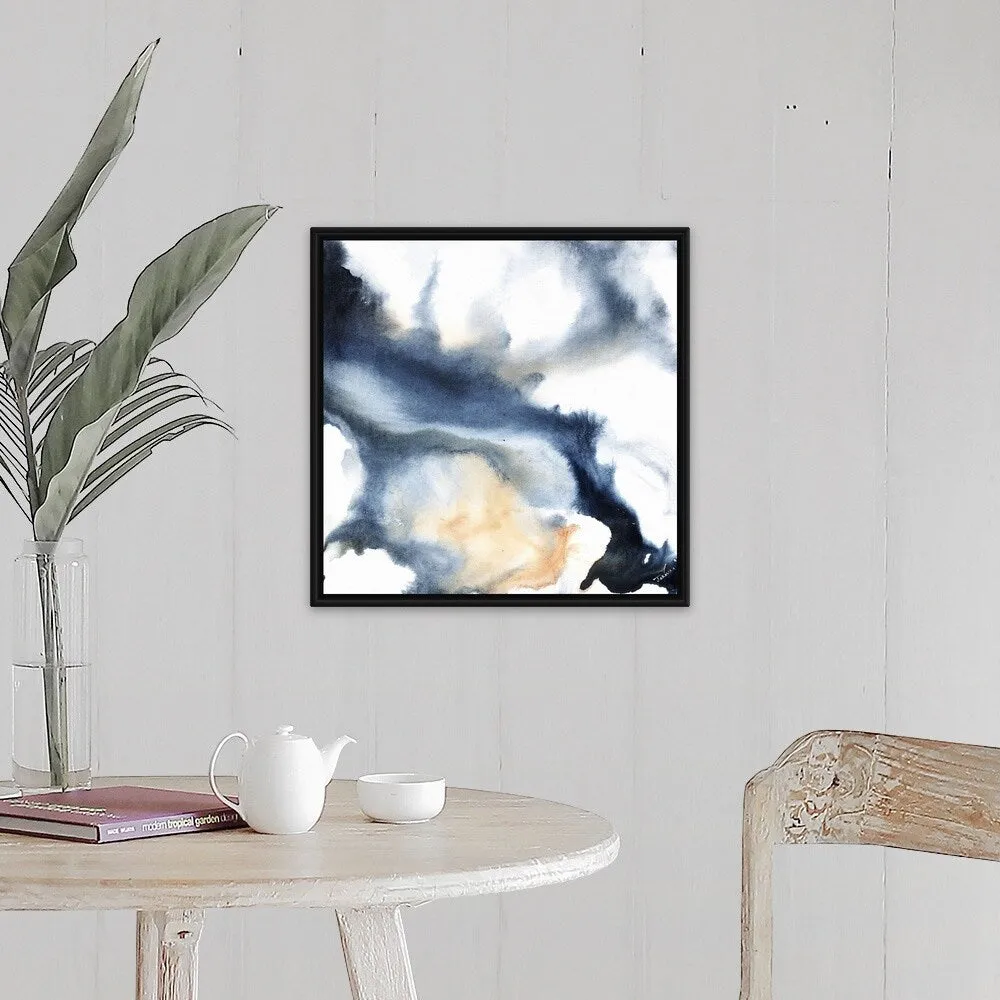 "Blue Rush II" Black Float Frame Canvas Art