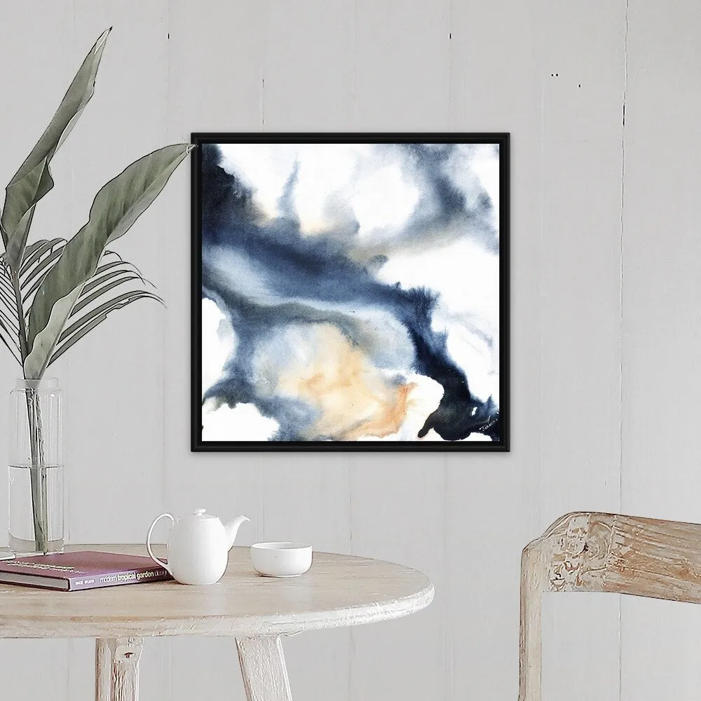 "Blue Rush II" Black Float Frame Canvas Art