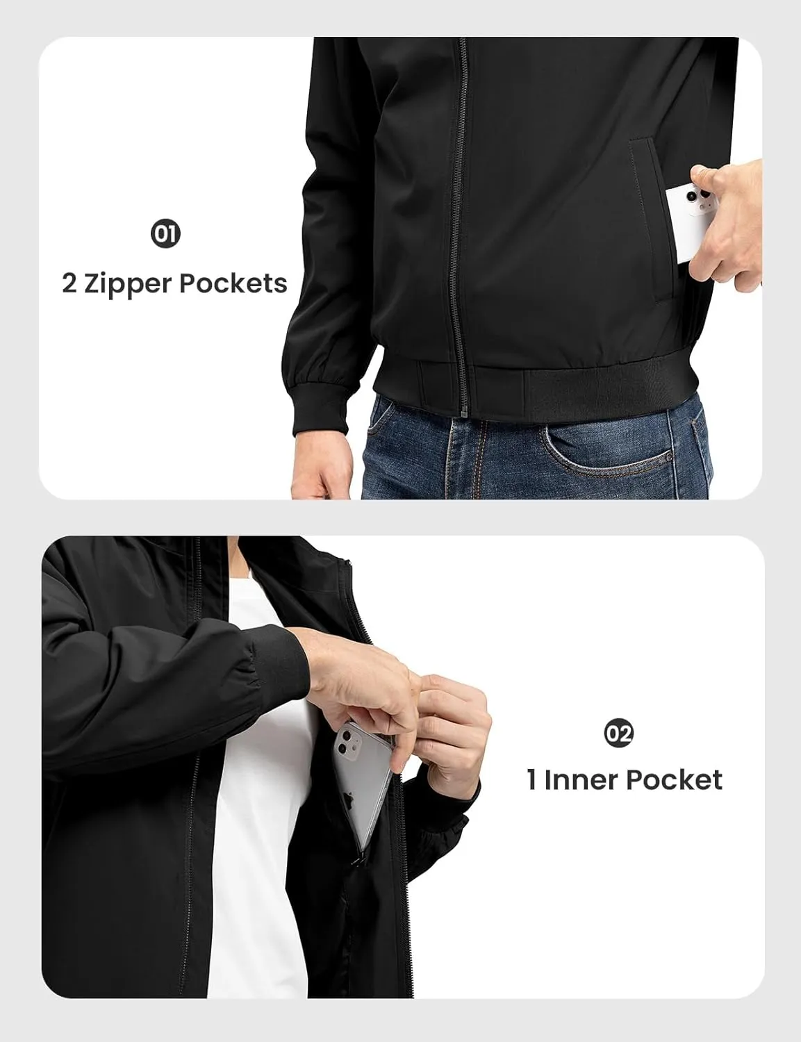 Rdruko Men's Lightweight Jackets Casual Windbreaker Light Fall Spring Golf Stylish Dress Outdoor Stand Collar Coat