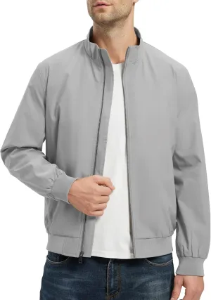 Rdruko Men's Lightweight Jackets Casual Windbreaker Light Fall Spring Golf Stylish Dress Outdoor Stand Collar Coat