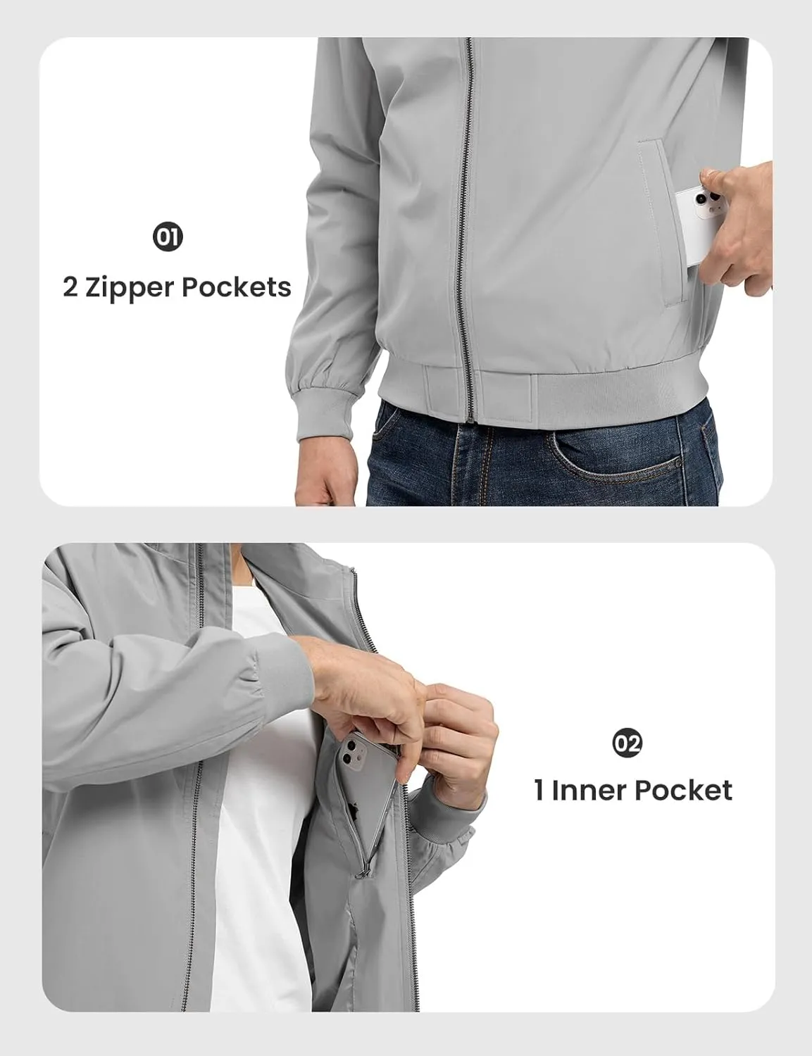 Rdruko Men's Lightweight Jackets Casual Windbreaker Light Fall Spring Golf Stylish Dress Outdoor Stand Collar Coat