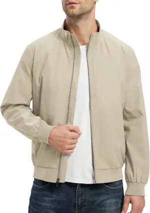 Rdruko Men's Lightweight Jackets Casual Windbreaker Light Fall Spring Golf Stylish Dress Outdoor Stand Collar Coat