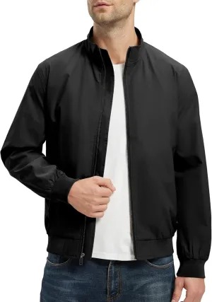 Rdruko Men's Lightweight Jackets Casual Windbreaker Light Fall Spring Golf Stylish Dress Outdoor Stand Collar Coat