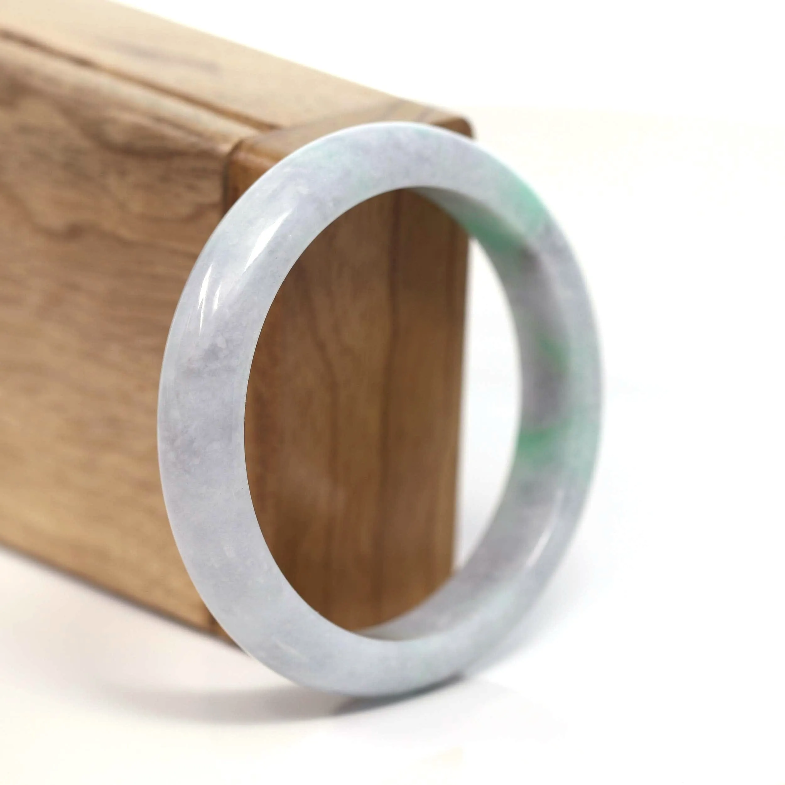 RealJade® Co. "Classic Bangle" Genuine Burmese Green Jadeite Jade Bangle Bracelet (56.60mm) #T210