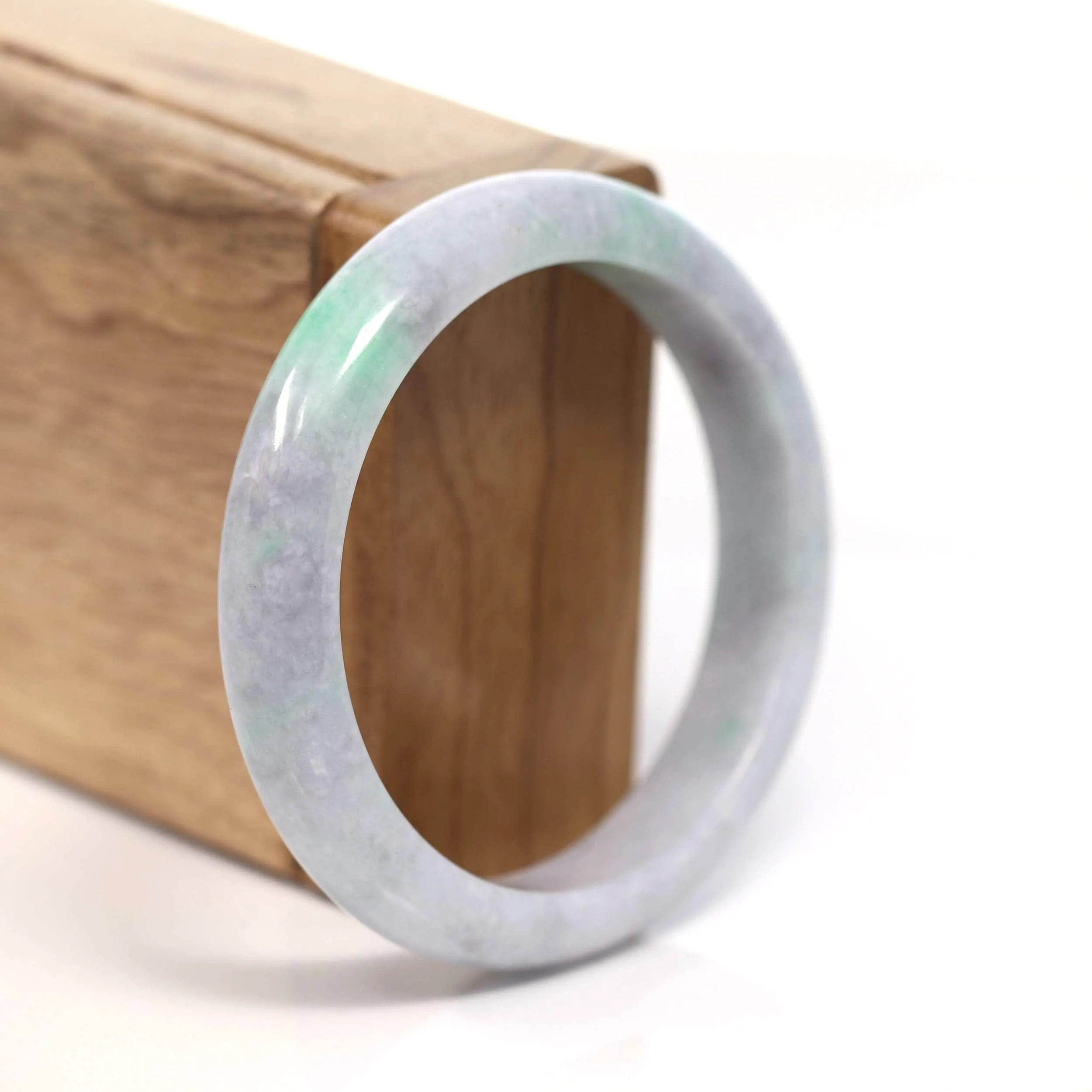 RealJade® Co. "Classic Bangle" Genuine Burmese Green Jadeite Jade Bangle Bracelet (56.60mm) #T210