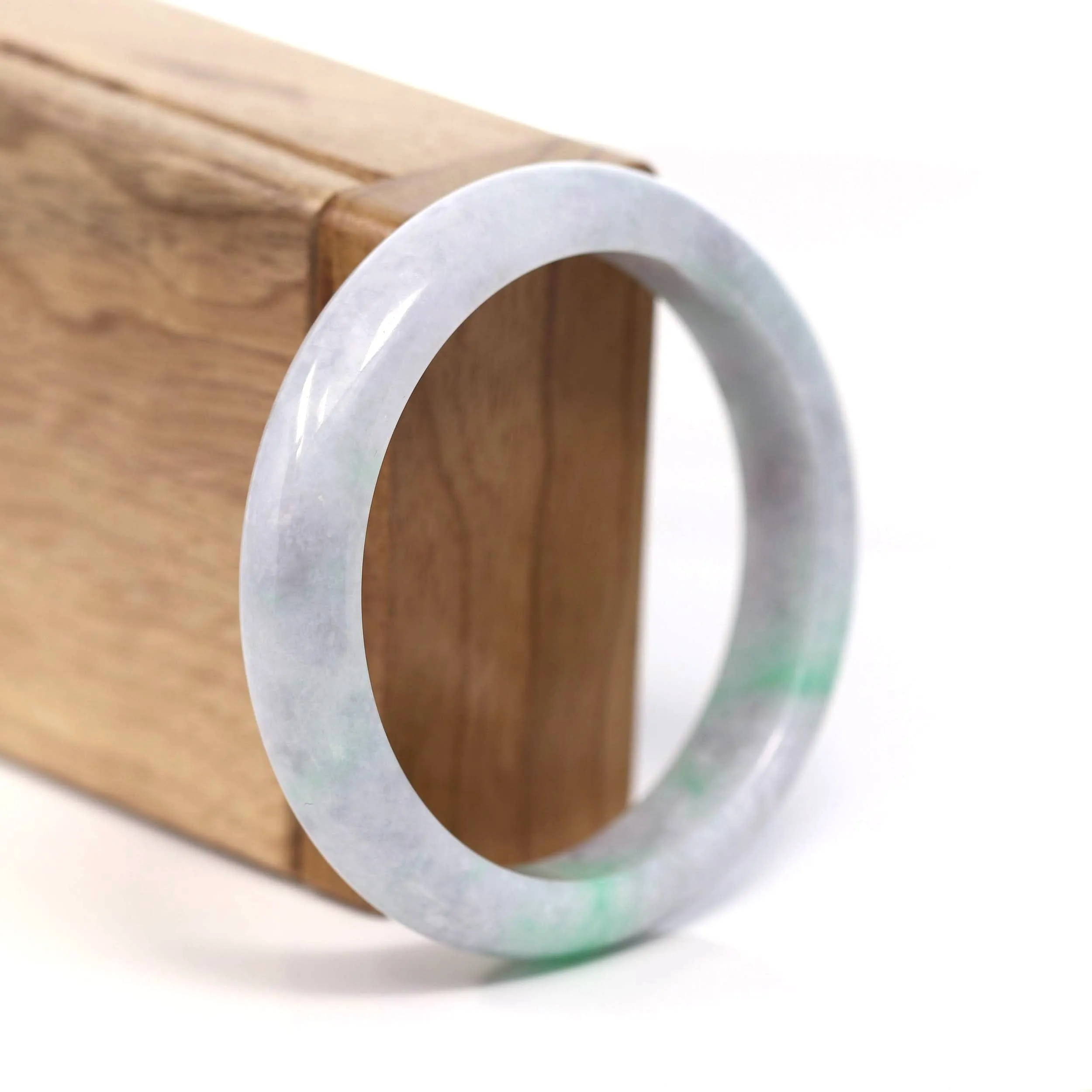 RealJade® Co. "Classic Bangle" Genuine Burmese Green Jadeite Jade Bangle Bracelet (56.60mm) #T210