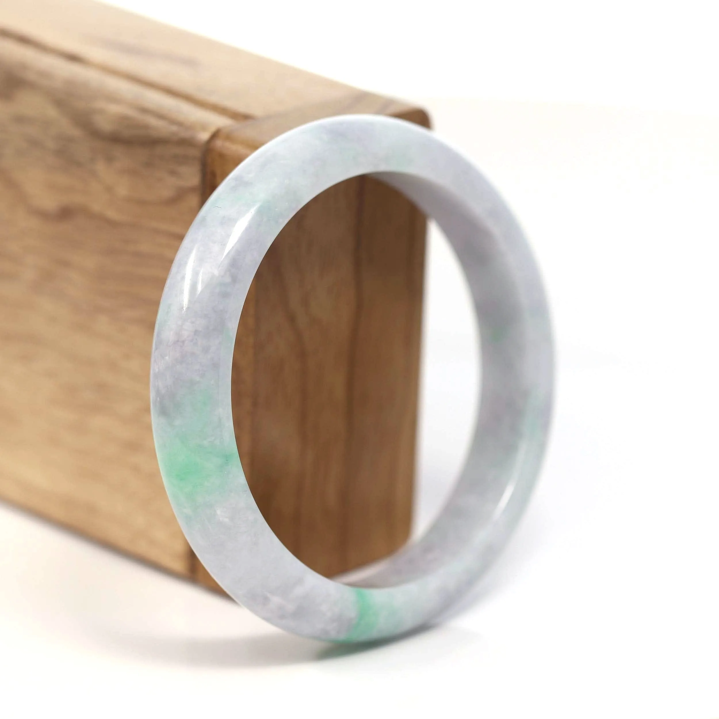 RealJade® Co. "Classic Bangle" Genuine Burmese Green Jadeite Jade Bangle Bracelet (56.60mm) #T210