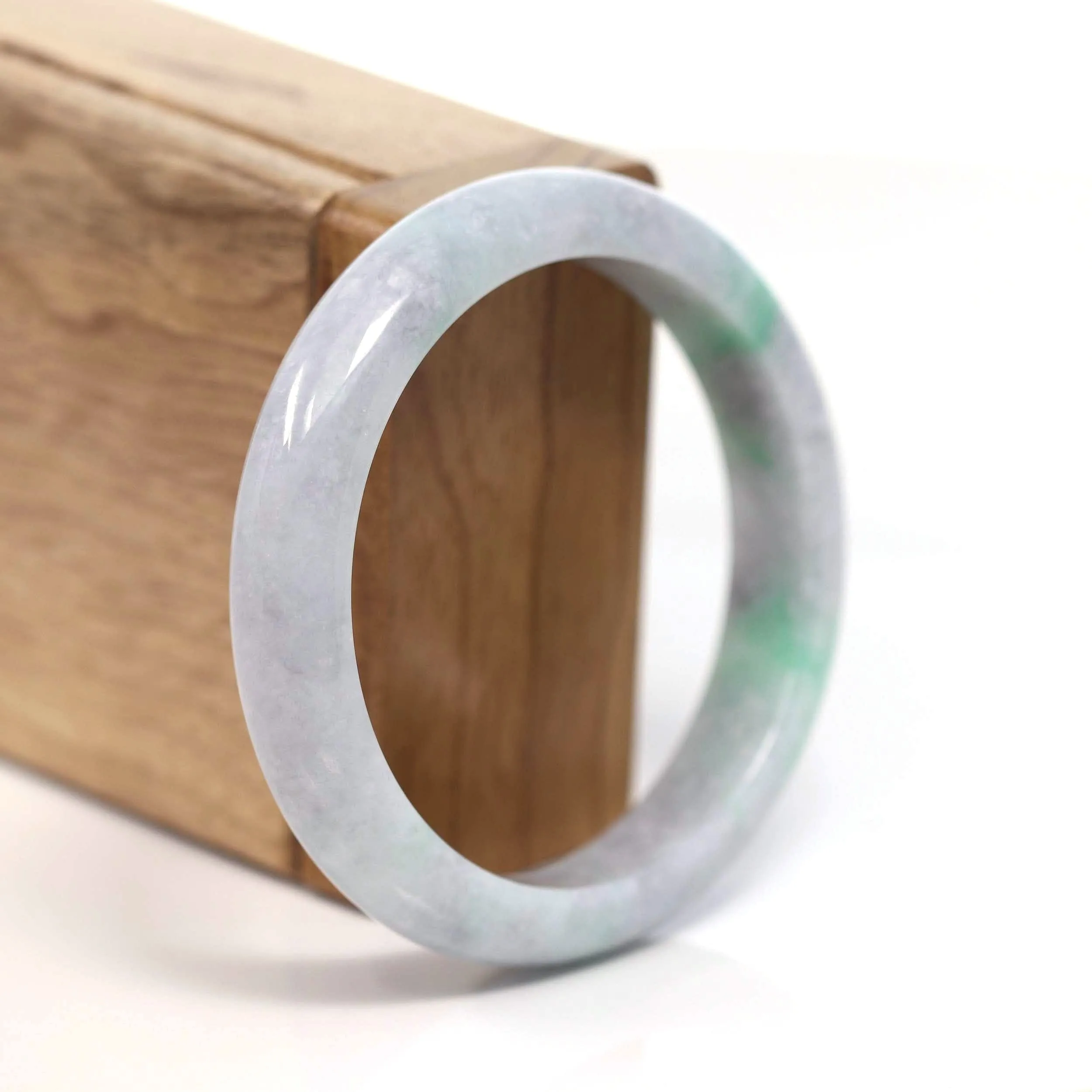 RealJade® Co. "Classic Bangle" Genuine Burmese Green Jadeite Jade Bangle Bracelet (56.60mm) #T210