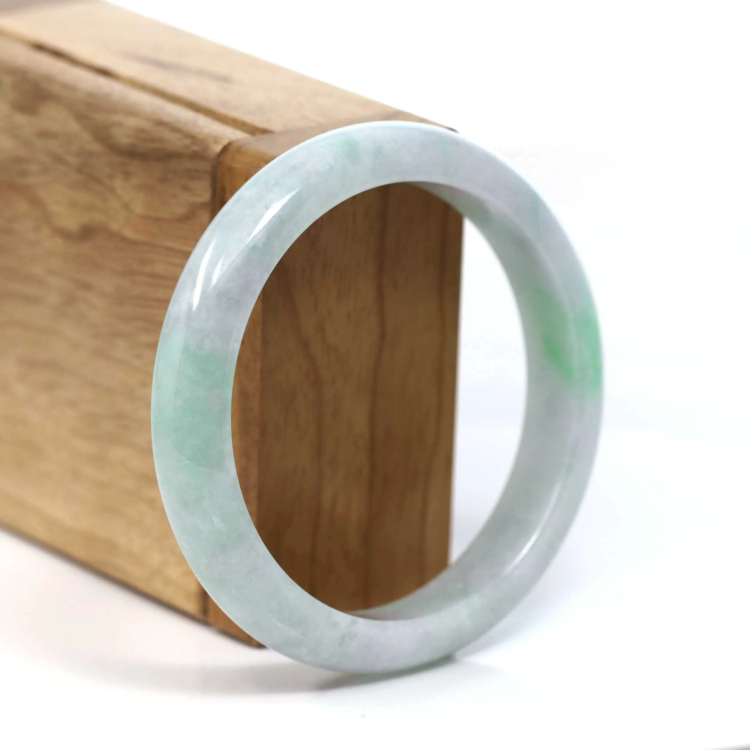 RealJade® Co. "Classic Bangle" Genuine Burmese Green Jadeite Jade Bangle Bracelet (57.04 mm) #T200