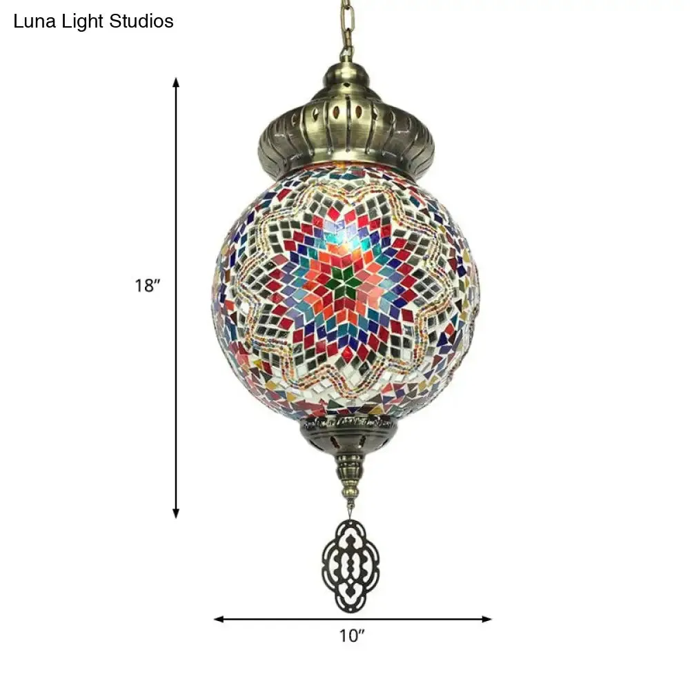 Retro Colorful Glass Sphere Suspension Light with 1/4 Hanging Lamp Heads - Ideal for Restaurants