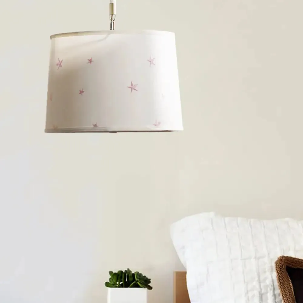 Simple 5-Bulb Fabric Drum Pendant Light for Nursing Room decor