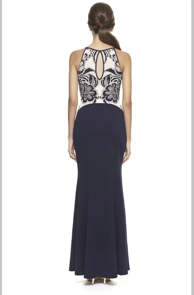 Sling sexy evening dress long skirt spell color printing Slim dress