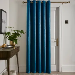 Strata Eyelet Single Panel Door Curtain by Fusion in Teal